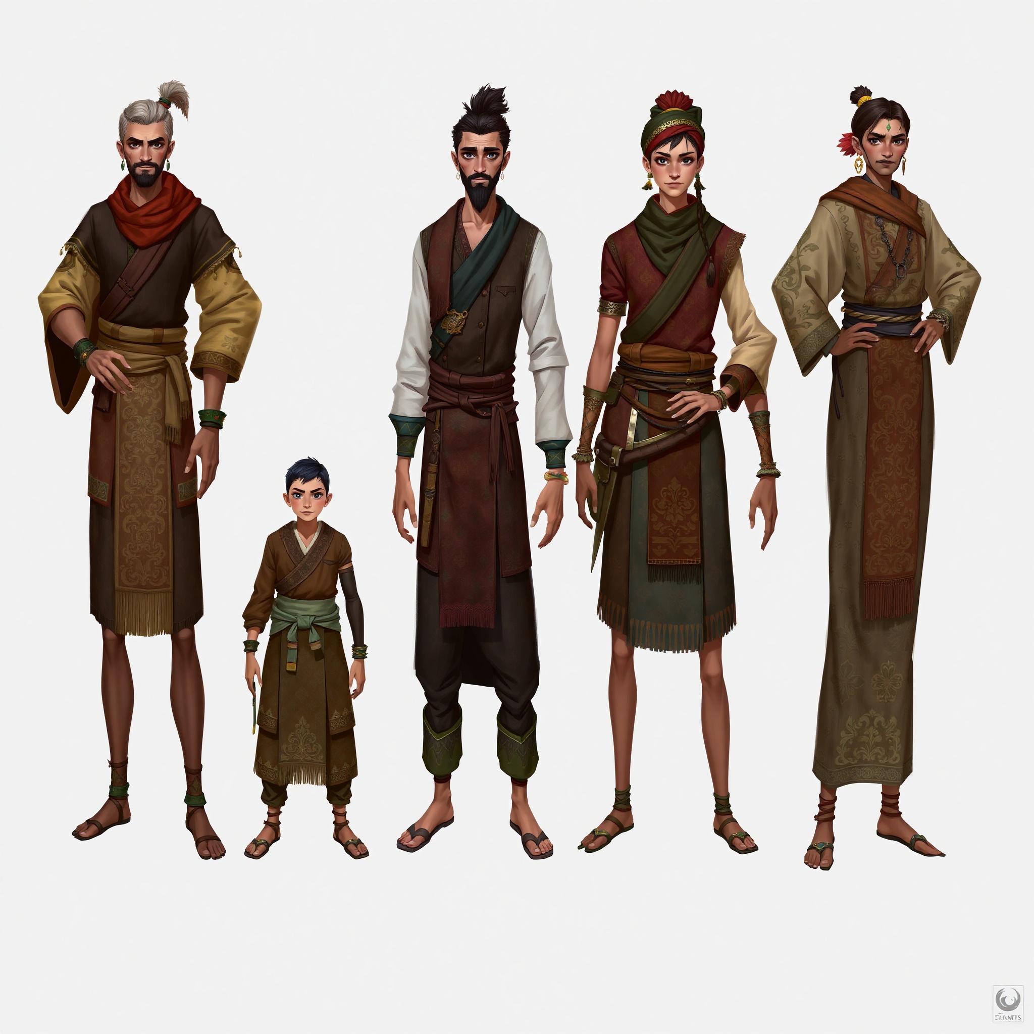 Personaje con vestuario cultural auténtico, paleta de colores vibrantes, detalles textiles tradicionales